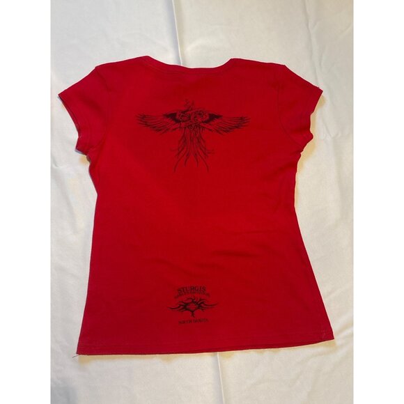 Harley-Davidson Womens Sturgis, SD Red T-Shirt L Cotton Scoop Neck Graphic Tee - Picture 2 of 10